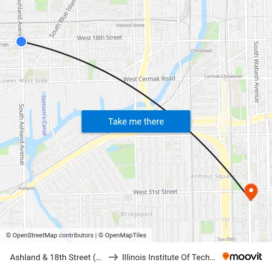 Ashland & 18th Street (South) to Illinois Institute Of Technology map