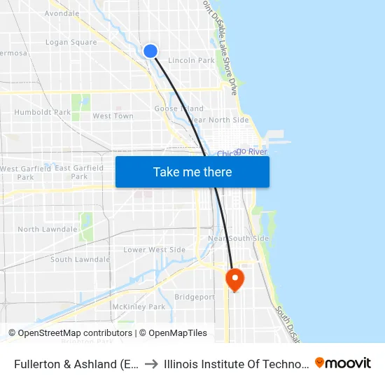 Fullerton & Ashland (East) to Illinois Institute Of Technology map