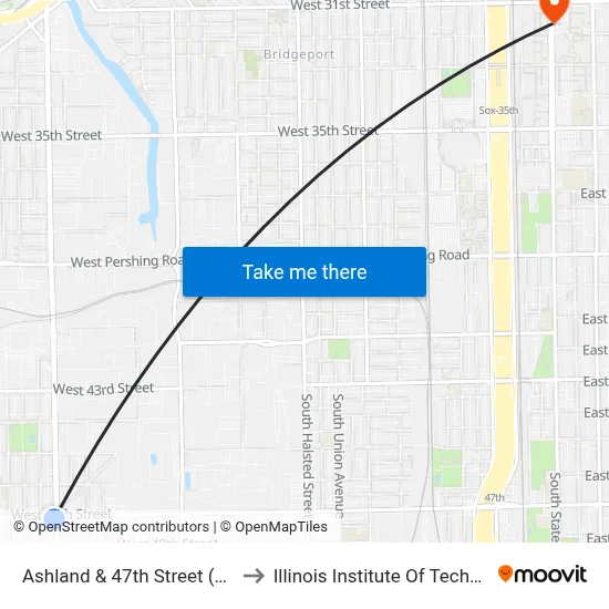 Ashland & 47th Street (South) to Illinois Institute Of Technology map