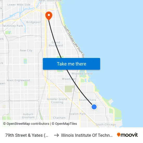 79th Street & Yates (West) to Illinois Institute Of Technology map