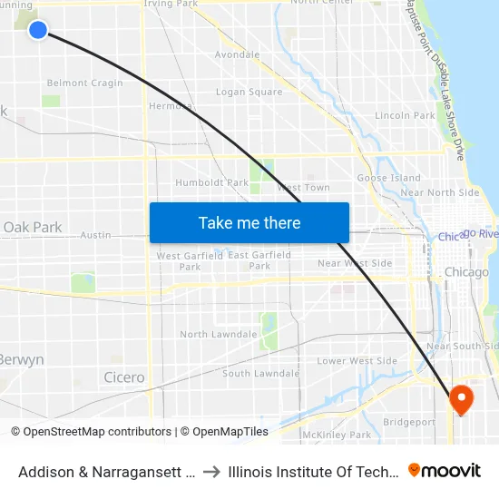 Addison & Narragansett (West) to Illinois Institute Of Technology map