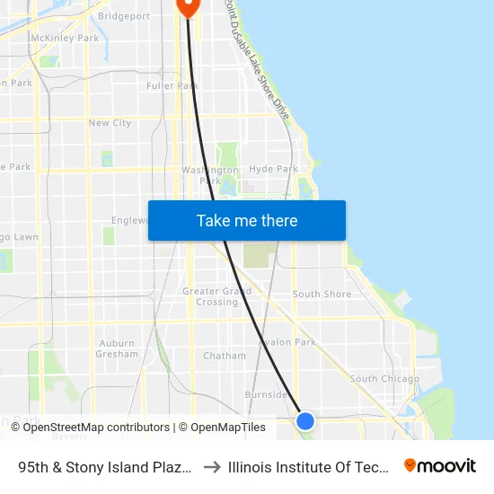 95th & Stony Island Plaza (East) to Illinois Institute Of Technology map