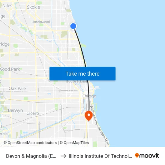 Devon & Magnolia (East) to Illinois Institute Of Technology map