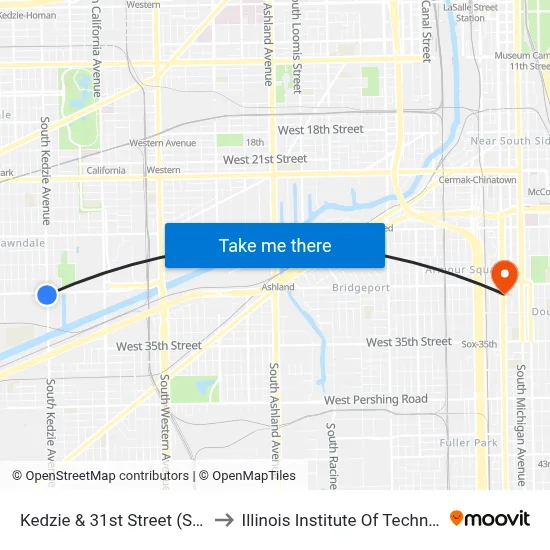 Kedzie & 31st Street (South) to Illinois Institute Of Technology map
