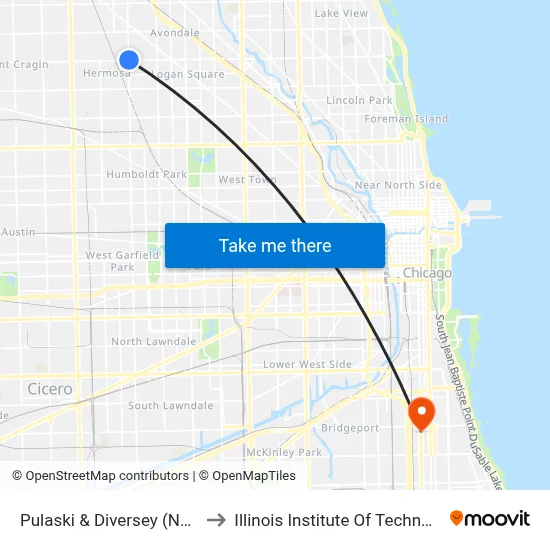 Pulaski & Diversey (North) to Illinois Institute Of Technology map