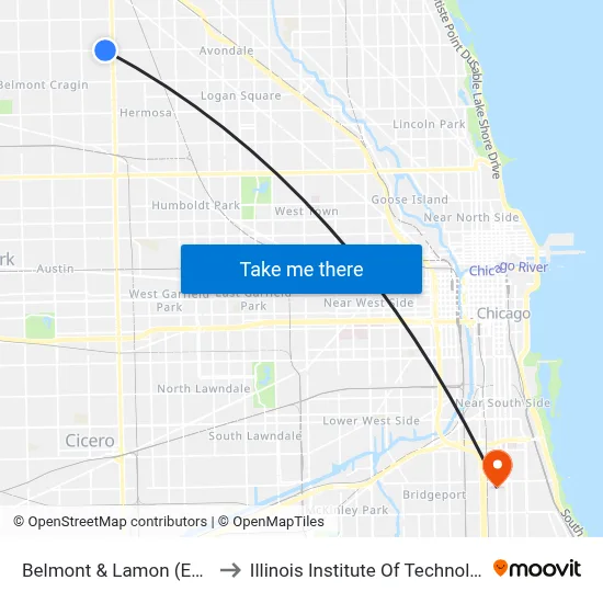 Belmont & Lamon (East) to Illinois Institute Of Technology map
