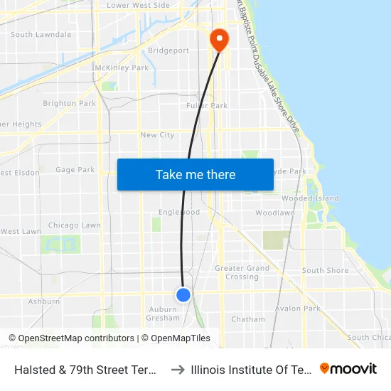 Halsted & 79th Street Terminal (East) to Illinois Institute Of Technology map