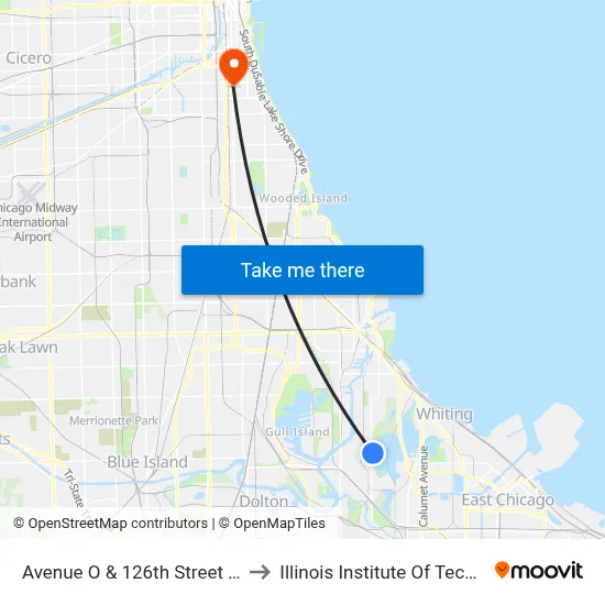 Avenue O & 126th Street (North) to Illinois Institute Of Technology map