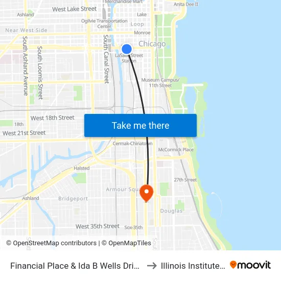 Financial Place & Ida B Wells Drive (Lasalle St Station) (North) to Illinois Institute Of Technology map