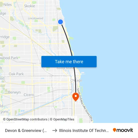 Devon & Greenview (West) to Illinois Institute Of Technology map