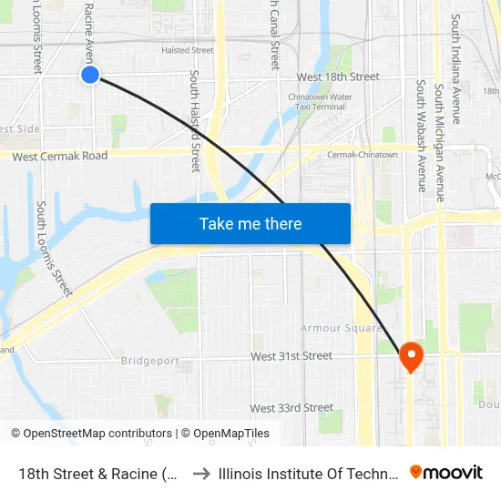 18th Street & Racine (West) to Illinois Institute Of Technology map