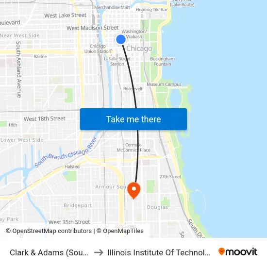 Clark & Adams (South) to Illinois Institute Of Technology map