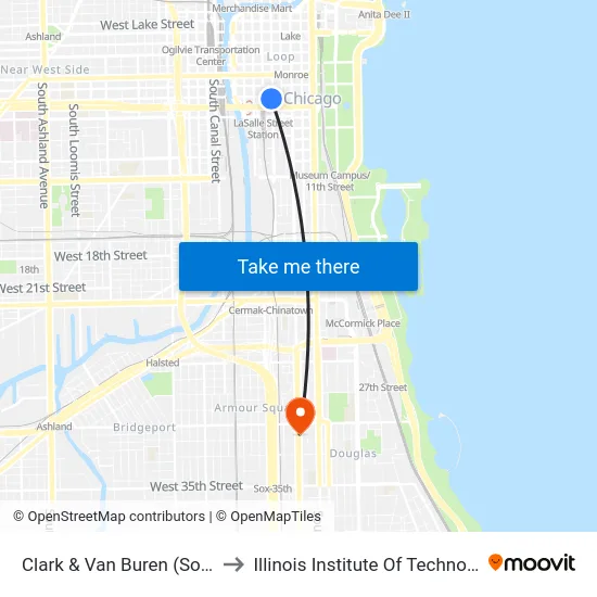 Clark & Van Buren (South) to Illinois Institute Of Technology map