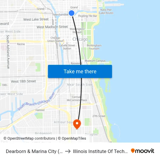 Dearborn & Marina City (North) to Illinois Institute Of Technology map