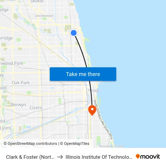 Clark & Foster (North) to Illinois Institute Of Technology map