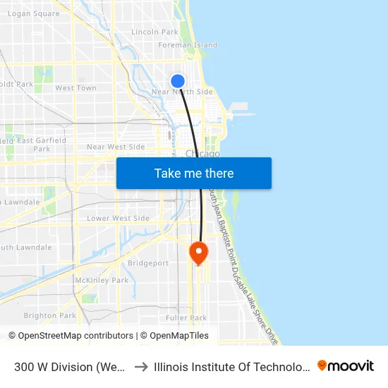 300 W Division (West) to Illinois Institute Of Technology map