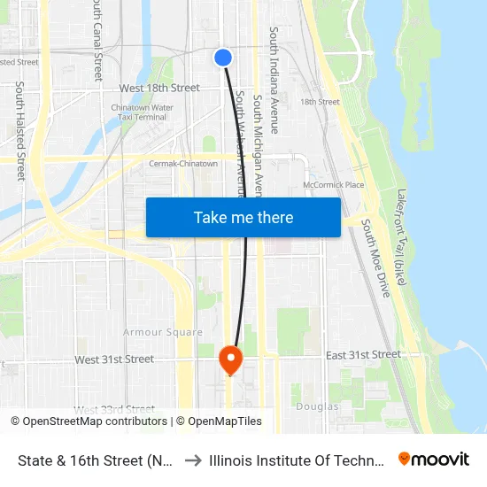 State & 16th Street (North) to Illinois Institute Of Technology map