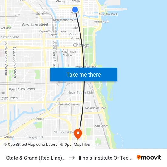 State & Grand (Red Line) (North) to Illinois Institute Of Technology map