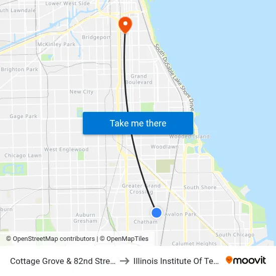 Cottage Grove & 82nd Street (North) to Illinois Institute Of Technology map