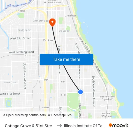 Cottage Grove & 51st Street (North) to Illinois Institute Of Technology map