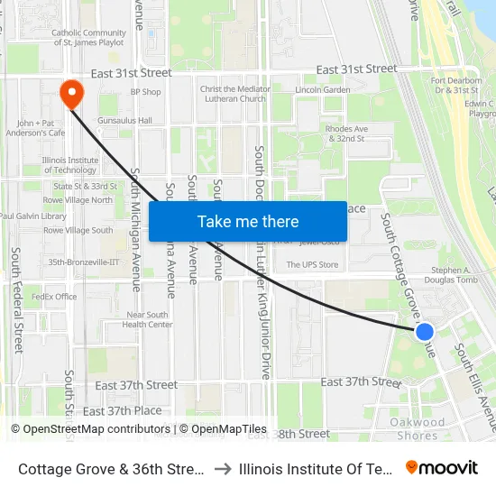 Cottage Grove & 36th Street (South) to Illinois Institute Of Technology map