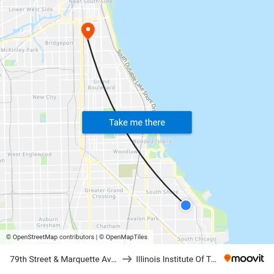 79th Street & Marquette Avenue (West) to Illinois Institute Of Technology map
