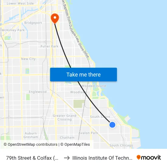 79th Street & Colfax (West) to Illinois Institute Of Technology map