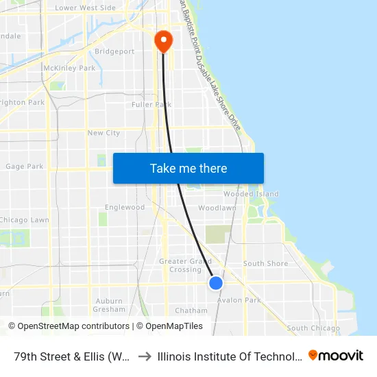 79th Street & Ellis (West) to Illinois Institute Of Technology map