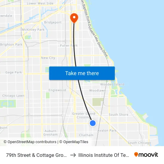 79th Street & Cottage Grove (West) to Illinois Institute Of Technology map