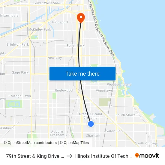 79th Street & King Drive (West) to Illinois Institute Of Technology map
