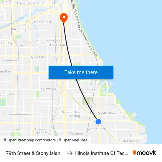79th Street & Stony Island (East) to Illinois Institute Of Technology map