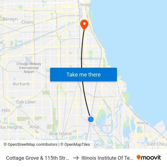 Cottage Grove & 115th Street (South) to Illinois Institute Of Technology map