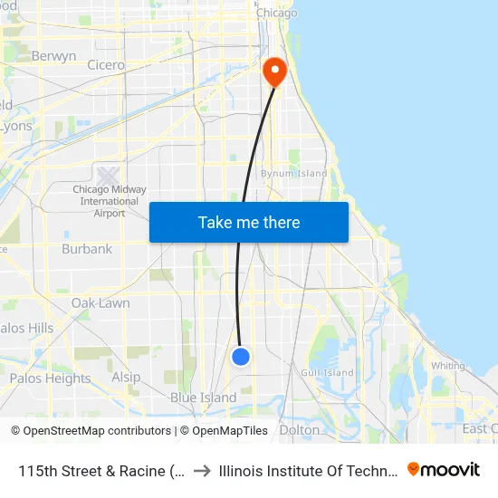 115th Street & Racine (East) to Illinois Institute Of Technology map
