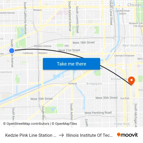 Kedzie Pink Line Station (South) to Illinois Institute Of Technology map
