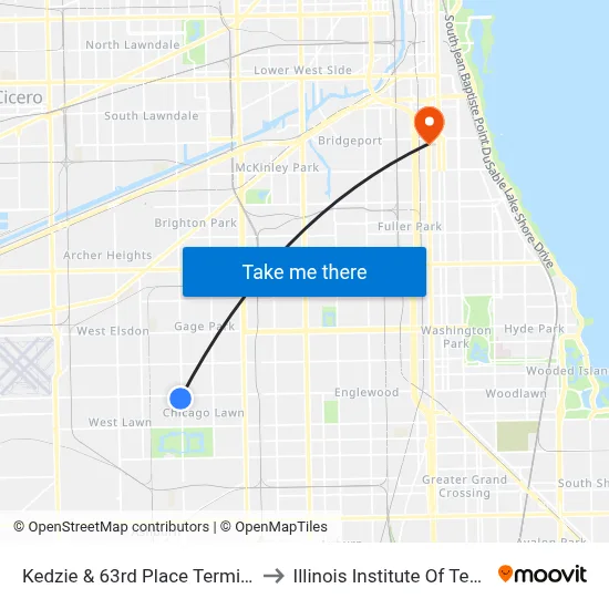 Kedzie & 63rd Place Terminal (East) to Illinois Institute Of Technology map
