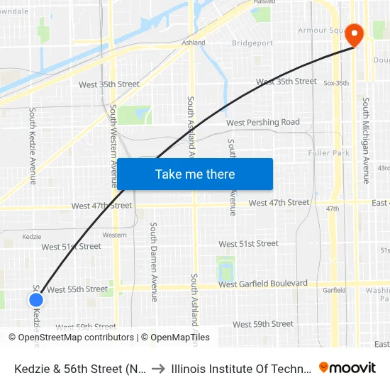 Kedzie & 56th Street (North) to Illinois Institute Of Technology map
