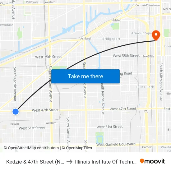 Kedzie & 47th Street (North) to Illinois Institute Of Technology map