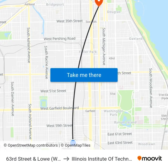 63rd Street & Lowe (West) to Illinois Institute Of Technology map