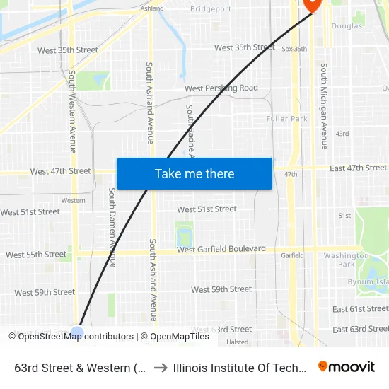 63rd Street & Western (West) to Illinois Institute Of Technology map