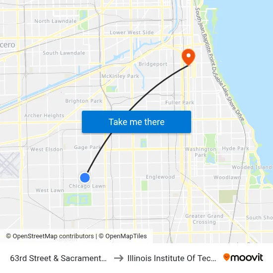 63rd Street & Sacramento (West) to Illinois Institute Of Technology map