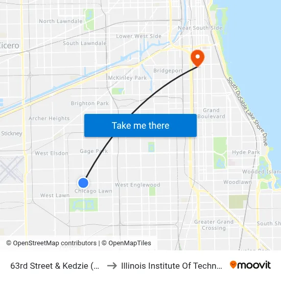63rd Street & Kedzie (East) to Illinois Institute Of Technology map
