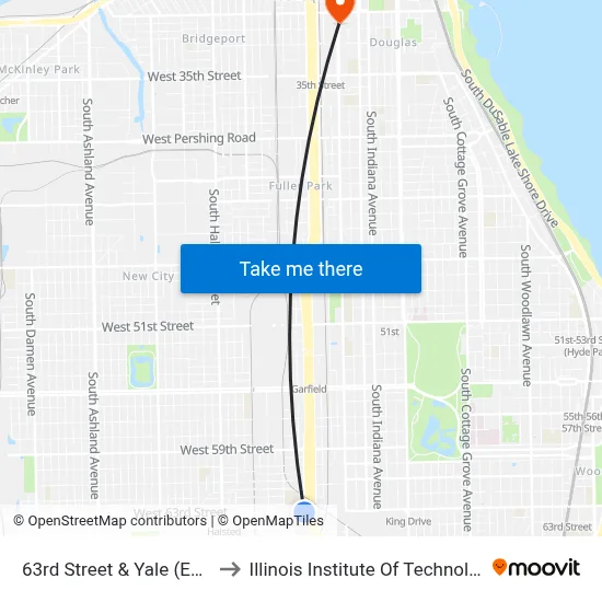 63rd Street & Yale (East) to Illinois Institute Of Technology map