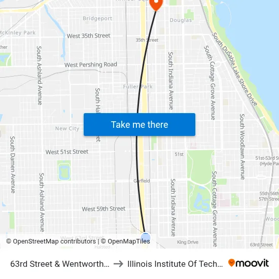 63rd Street & Wentworth (East) to Illinois Institute Of Technology map