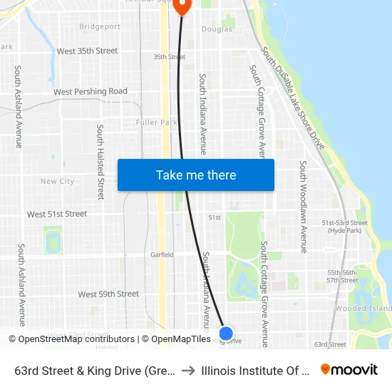 63rd Street & King Drive (Green Line) (East) to Illinois Institute Of Technology map