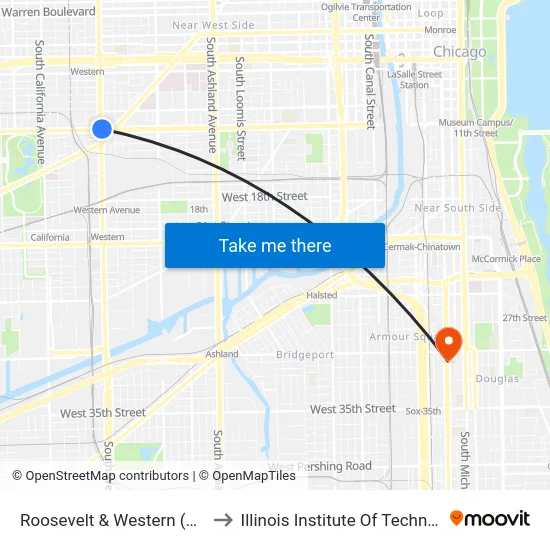 Roosevelt & Western (West) to Illinois Institute Of Technology map