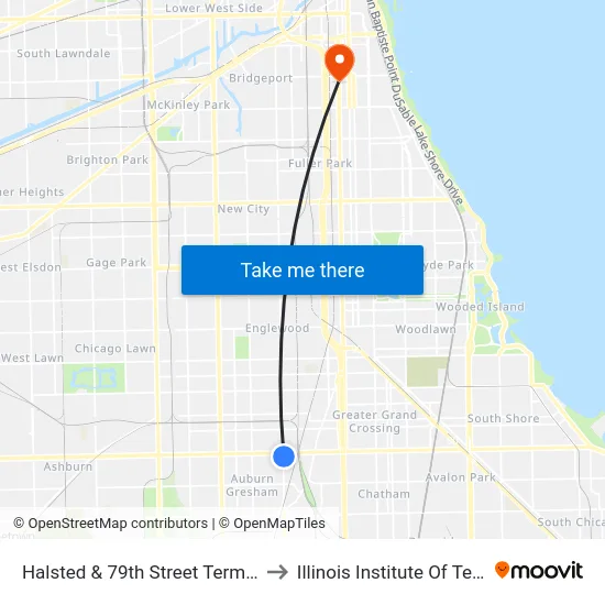 Halsted & 79th Street Terminal (West) to Illinois Institute Of Technology map