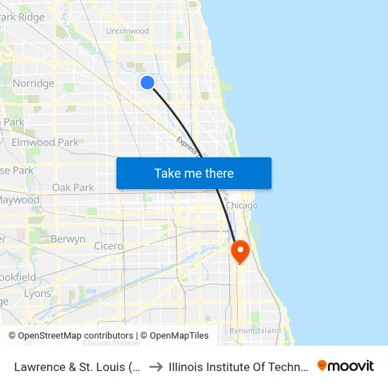 Lawrence & St. Louis (East) to Illinois Institute Of Technology map