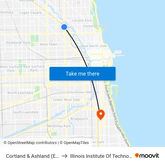 Cortland & Ashland (East) to Illinois Institute Of Technology map