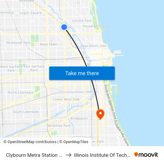 Clybourn Metra Station (West) to Illinois Institute Of Technology map