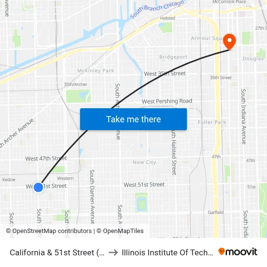 California & 51st Street (North) to Illinois Institute Of Technology map